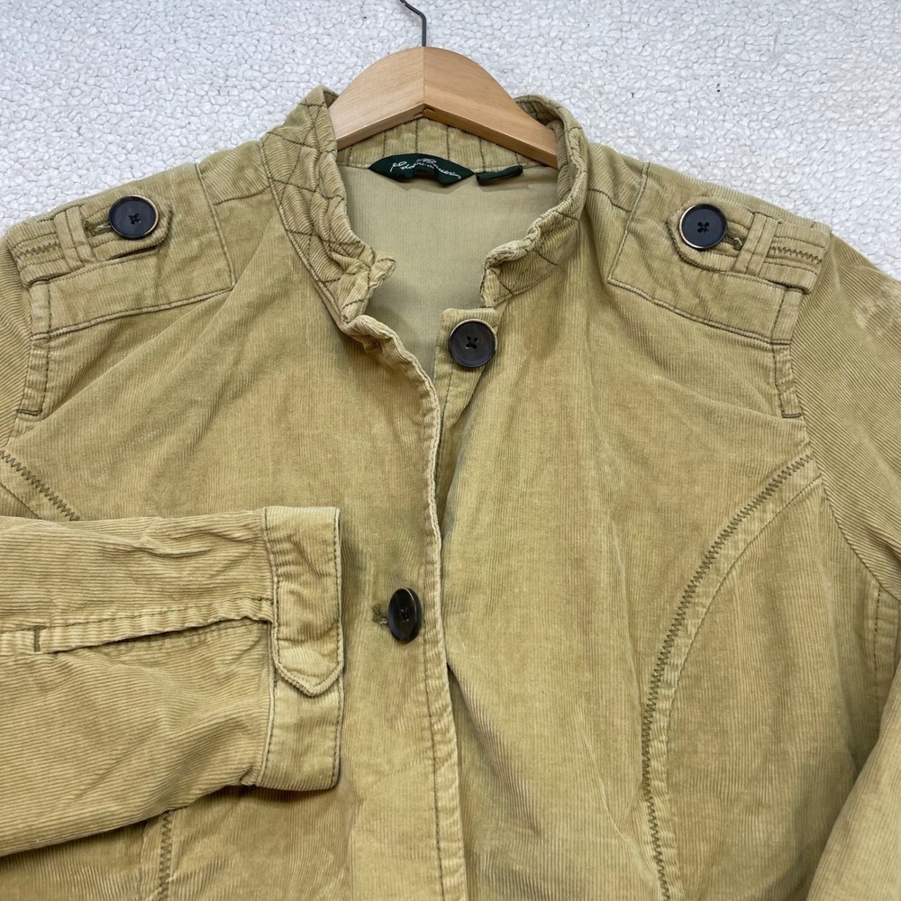 Eddie Bauer Jacket Women 2XW Tan Khaki Corduroy Utility Barn Coat Epaulettes